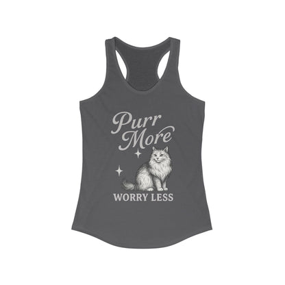 Purr More, Worry Less – Women’s Racerback Cat Tank Top