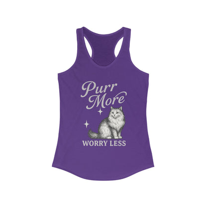 Purr More, Worry Less – Women’s Racerback Cat Tank Top