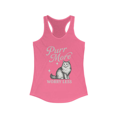 Purr More, Worry Less – Women’s Racerback Cat Tank Top
