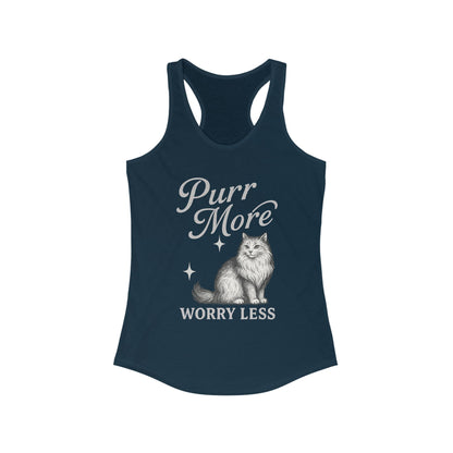 Purr More, Worry Less – Women’s Racerback Cat Tank Top