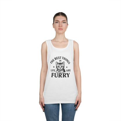 The Best Things in Life are Furry - Heavy Cotton Unisex Tank Top