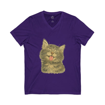 Kitty Lick - V-Neck Unisex T-Shirt