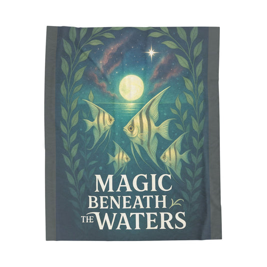 Magic Beneath the Waters - Angel Fish Velveteen Blanket