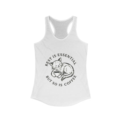 Rest Is Essential Coffee Cat – Women’s Racerback Tank Top
