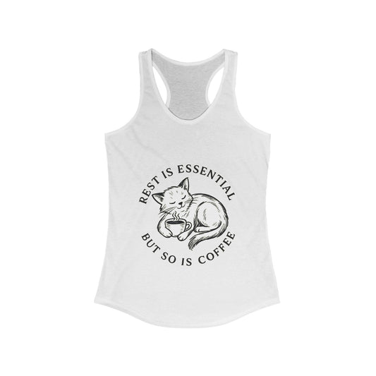 Rest Is Essential Coffee Cat – Women’s Racerback Tank Top
