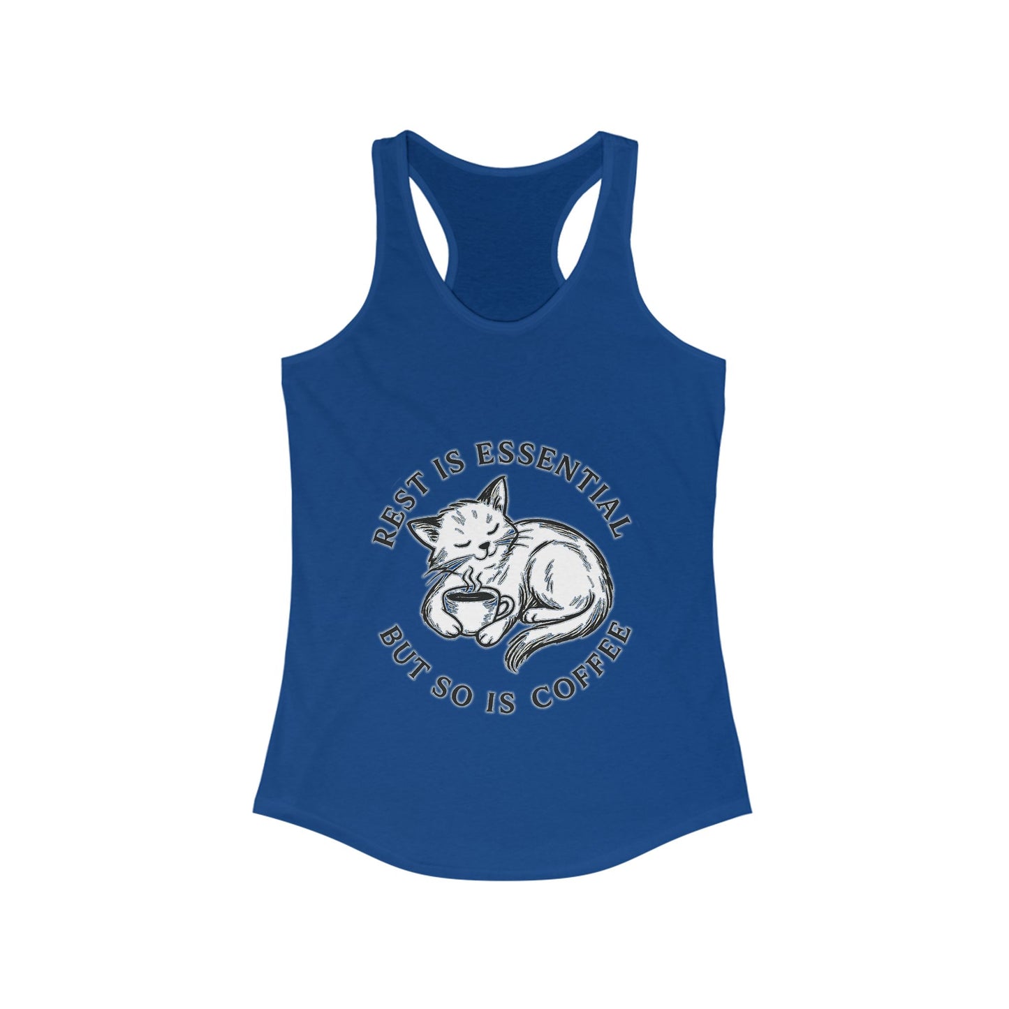 Rest Is Essential Coffee Cat – Women’s Racerback Tank Top