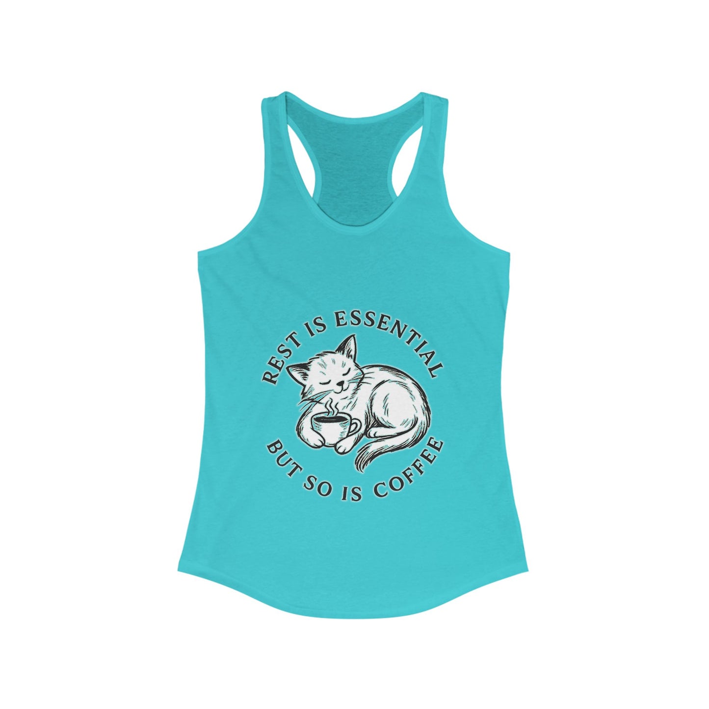 Rest Is Essential Coffee Cat – Women’s Racerback Tank Top