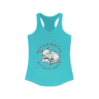 Rest Is Essential Coffee Cat – Women’s Racerback Tank Top