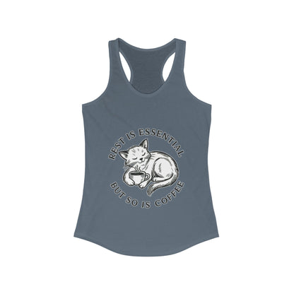 Rest Is Essential Coffee Cat – Women’s Racerback Tank Top