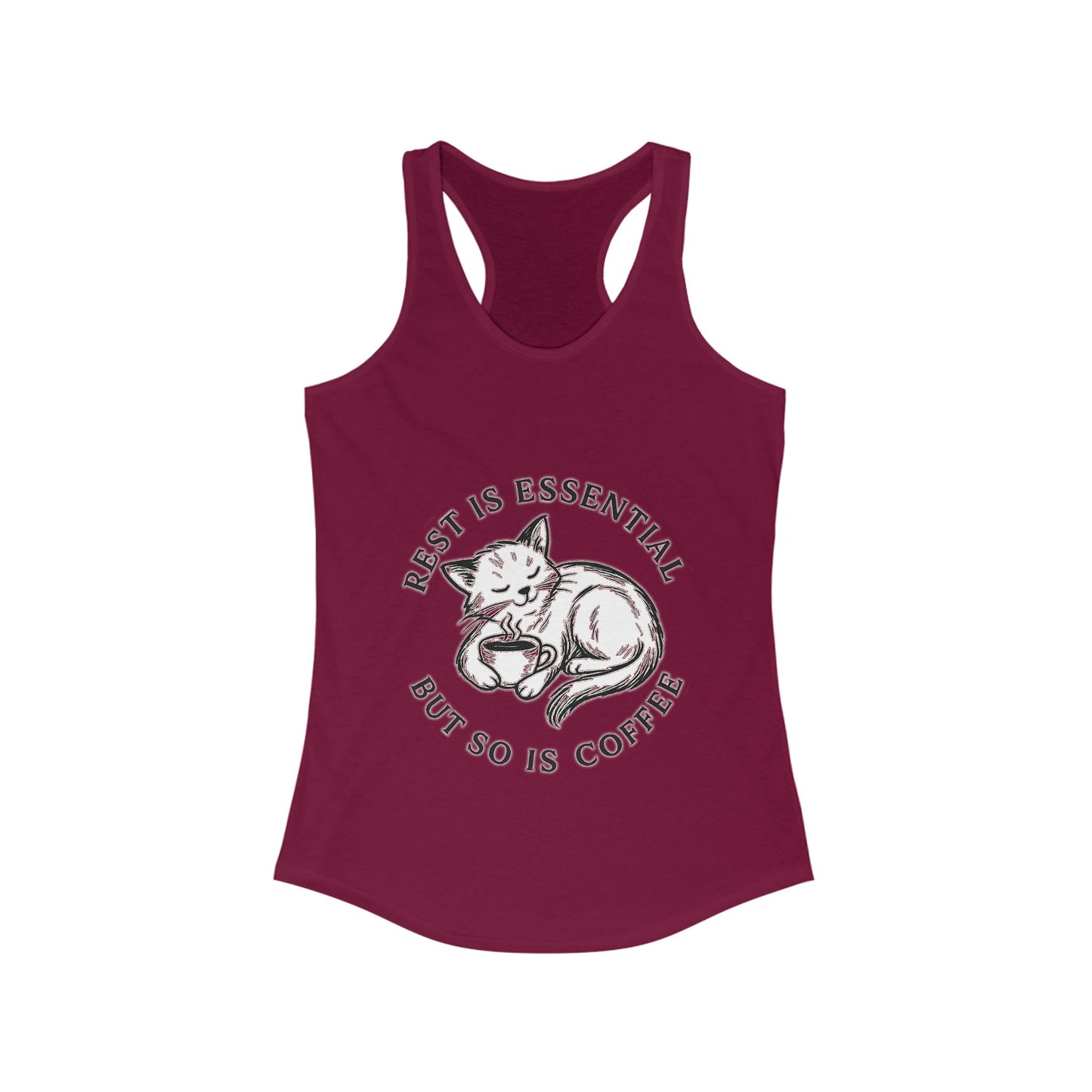 Rest Is Essential Coffee Cat – Women’s Racerback Tank Top