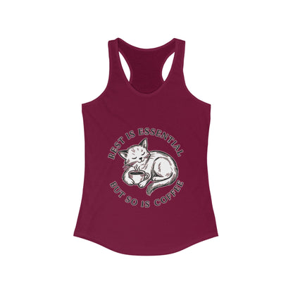 Rest Is Essential Coffee Cat – Women’s Racerback Tank Top