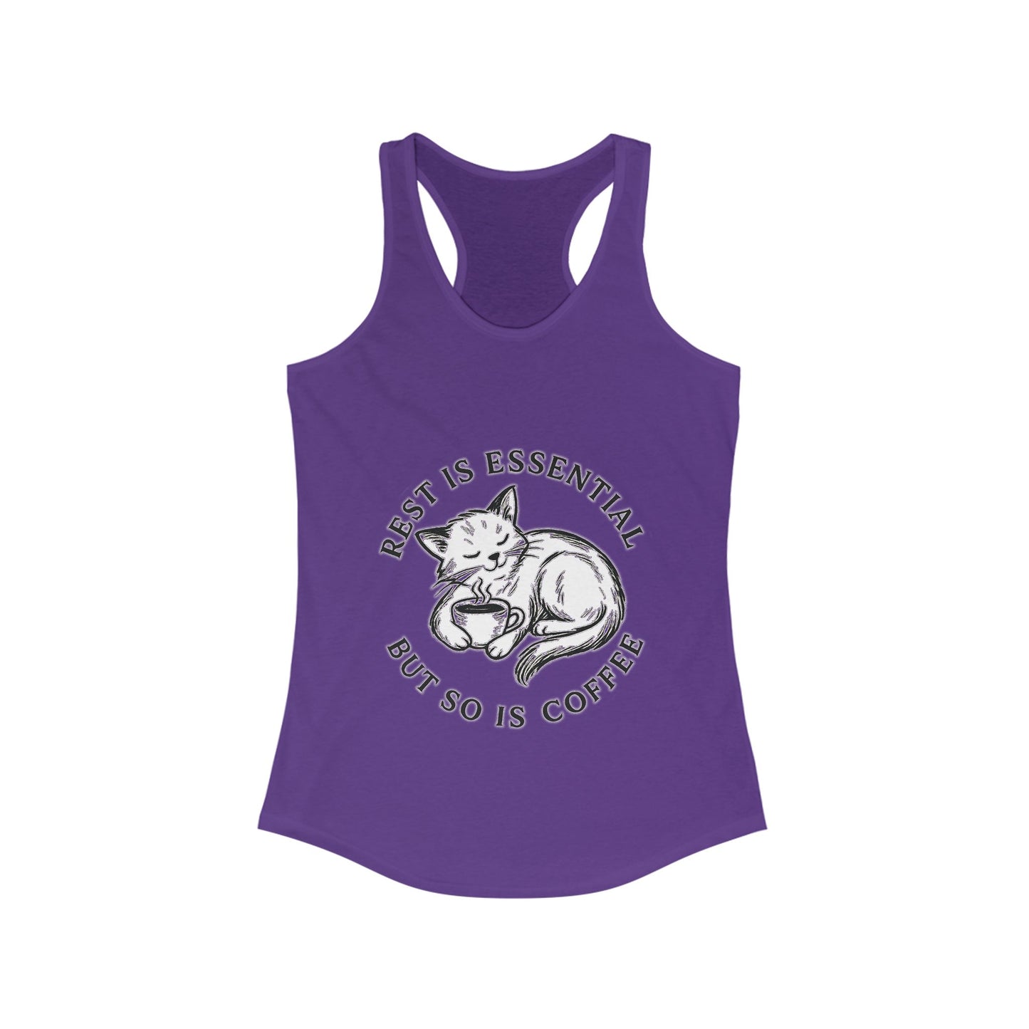 Rest Is Essential Coffee Cat – Women’s Racerback Tank Top