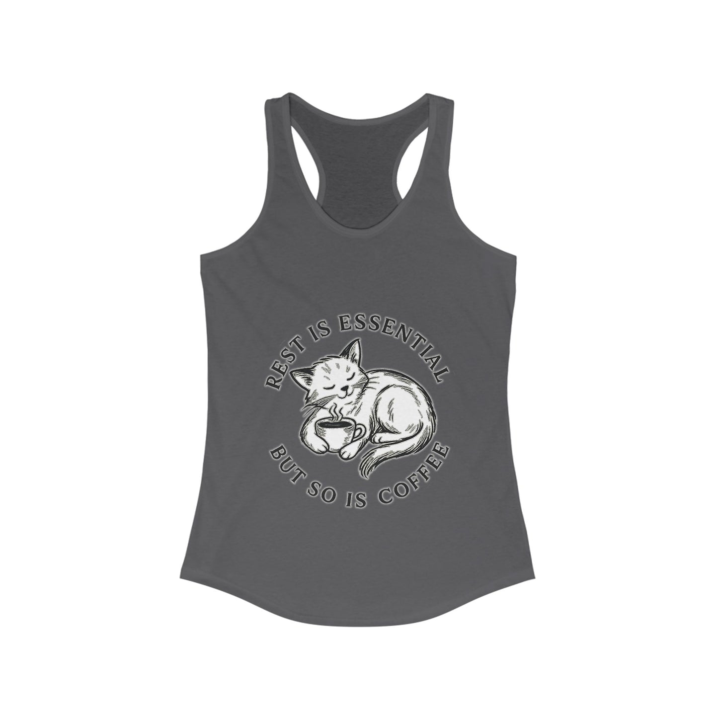 Rest Is Essential Coffee Cat – Women’s Racerback Tank Top