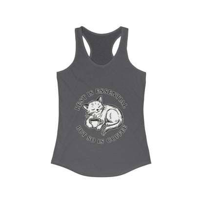 Rest Is Essential Coffee Cat – Women’s Racerback Tank Top