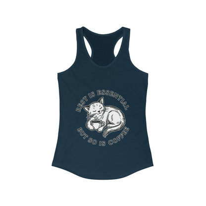 Rest Is Essential Coffee Cat – Women’s Racerback Tank Top