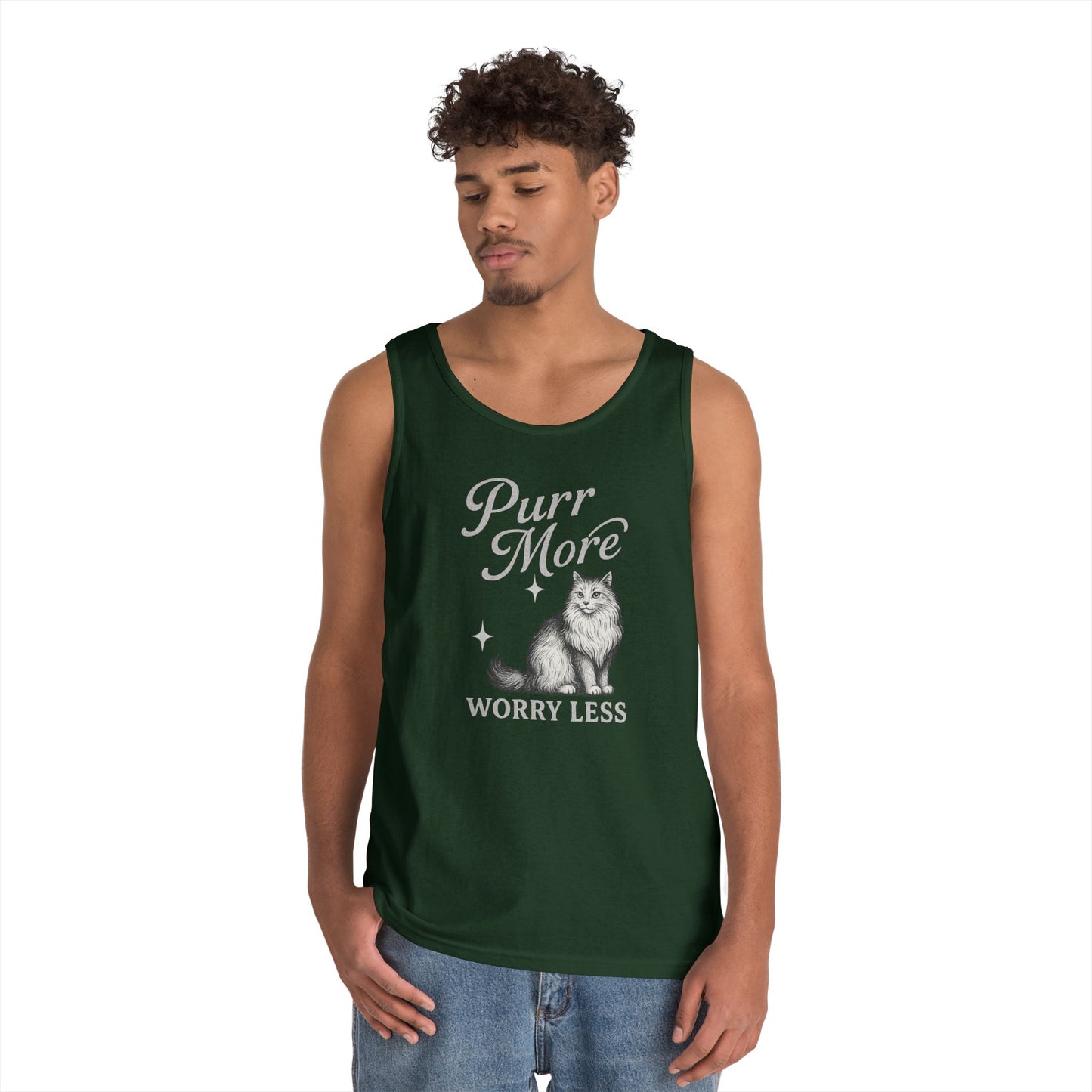 Purr More, Worry Less - Heavy Cotton Unisex Tank Top