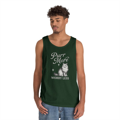 Purr More, Worry Less - Heavy Cotton Unisex Tank Top