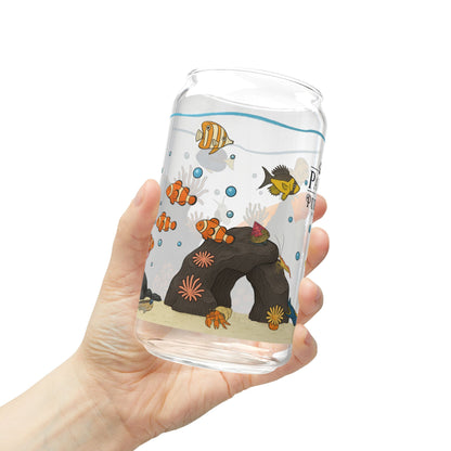 Saltwater Aquarium Fishtank – 16oz Sipper Glass with Bamboo Lid and Straw