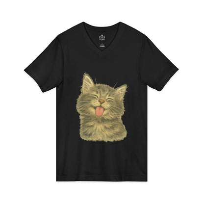 Kitty Lick - V-Neck Unisex T-Shirt