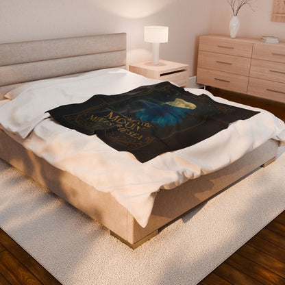 Mystical Where the Moon Meets the Sea - Betta Fish Velveteen Blanket