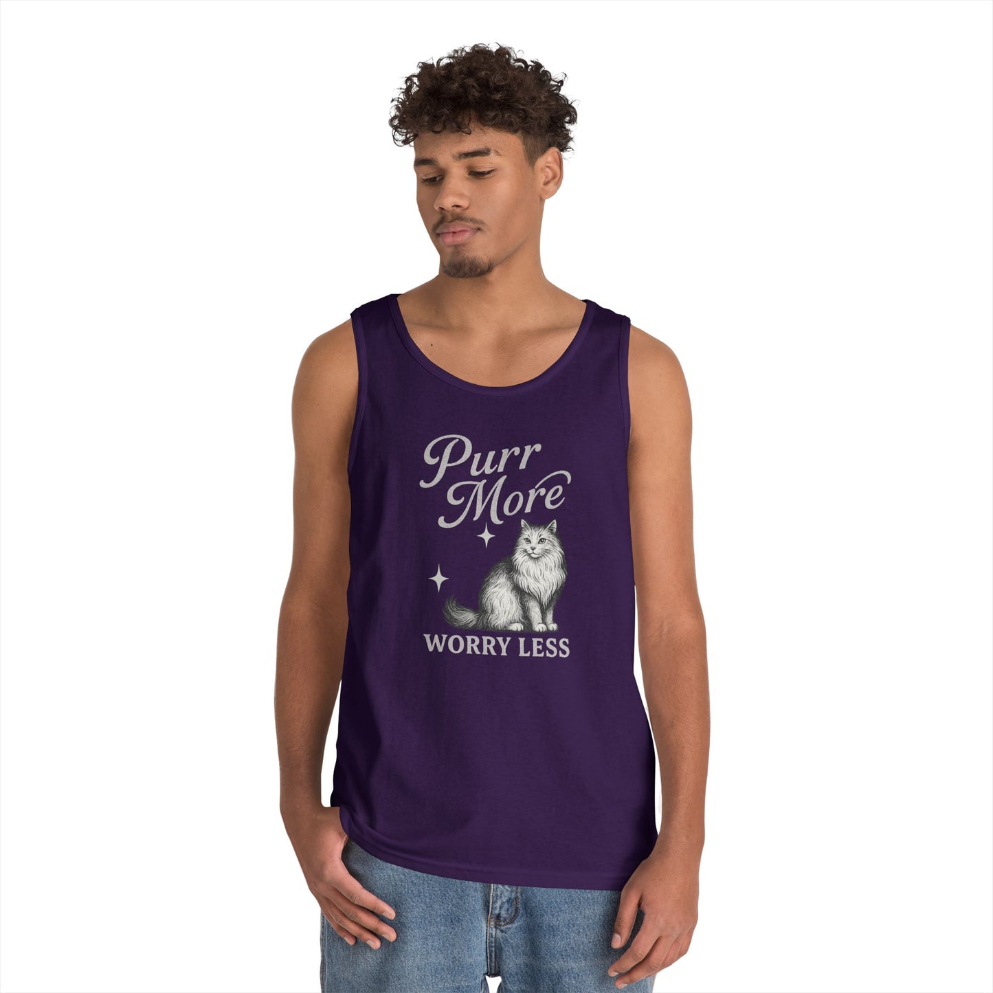 Purr More, Worry Less - Heavy Cotton Unisex Tank Top