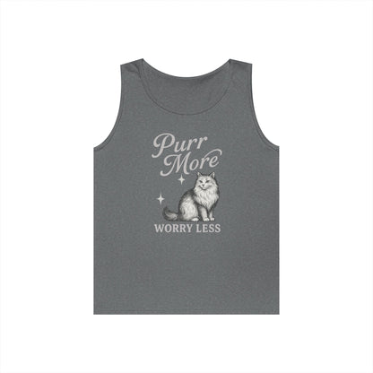 Purr More, Worry Less - Heavy Cotton Unisex Tank Top