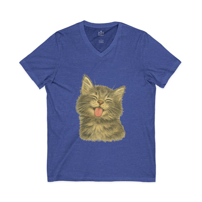 Kitty Lick - V-Neck Unisex T-Shirt