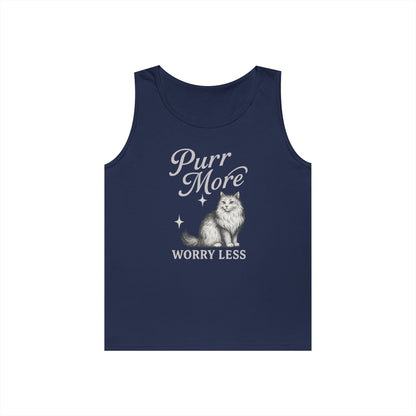 Purr More, Worry Less - Heavy Cotton Unisex Tank Top