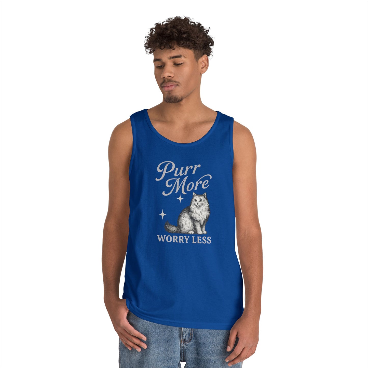 Purr More, Worry Less - Heavy Cotton Unisex Tank Top