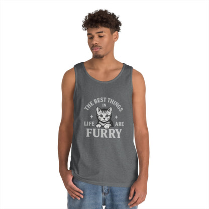 The Best Things in Life are Furry - Heavy Cotton Unisex Tank Top