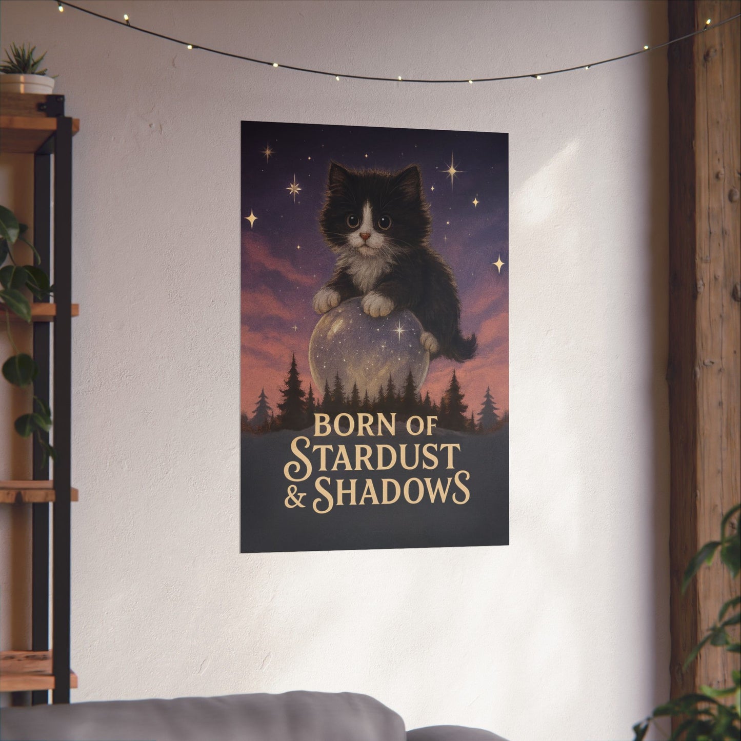 Born of Stardust & Shadows - Cat Art Poster
