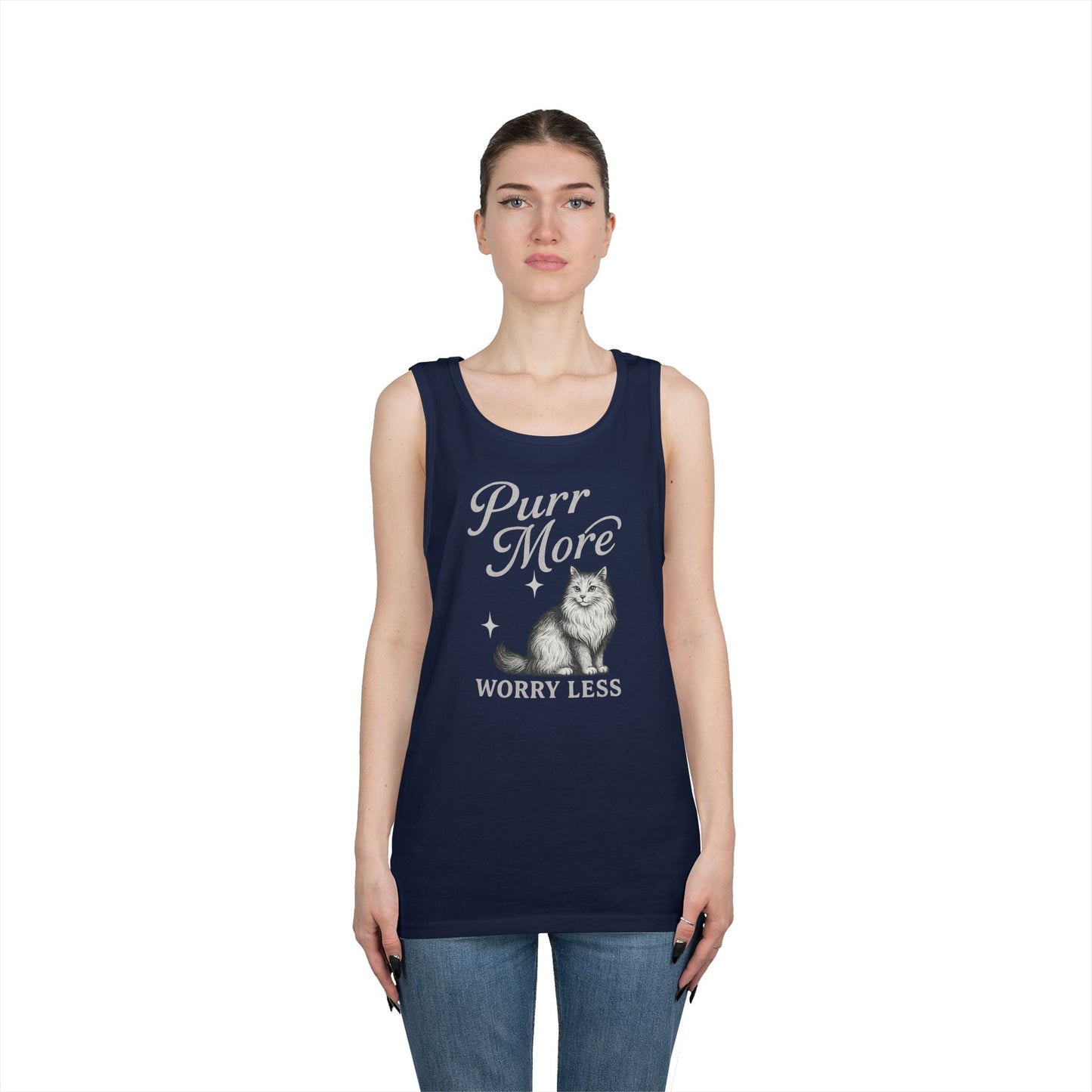 Purr More, Worry Less - Heavy Cotton Unisex Tank Top