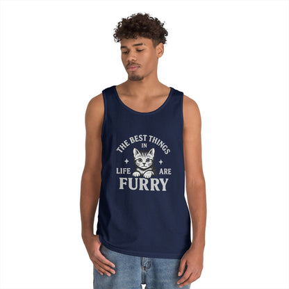 The Best Things in Life are Furry - Heavy Cotton Unisex Tank Top