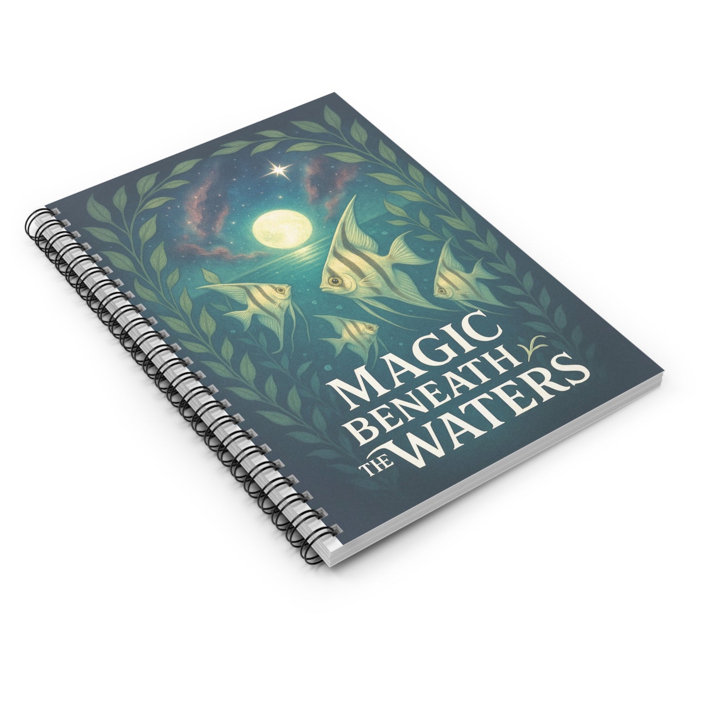 Magic Beneath the Waters – White Angel Fish Spiral Notebook