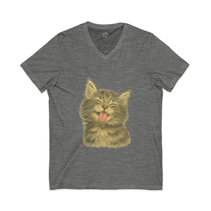 Kitty Lick - V-Neck Unisex T-Shirt