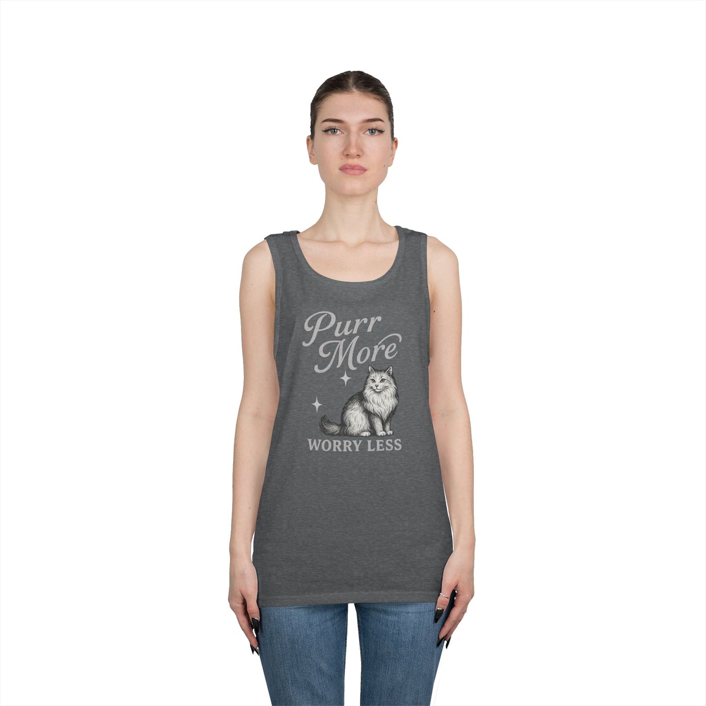 Purr More, Worry Less - Heavy Cotton Unisex Tank Top