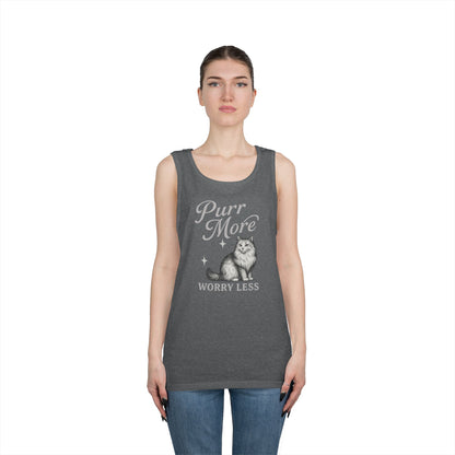 Purr More, Worry Less - Heavy Cotton Unisex Tank Top