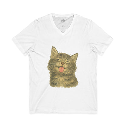 Kitty Lick - V-Neck Unisex T-Shirt