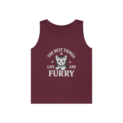 The Best Things in Life are Furry - Heavy Cotton Unisex Tank Top