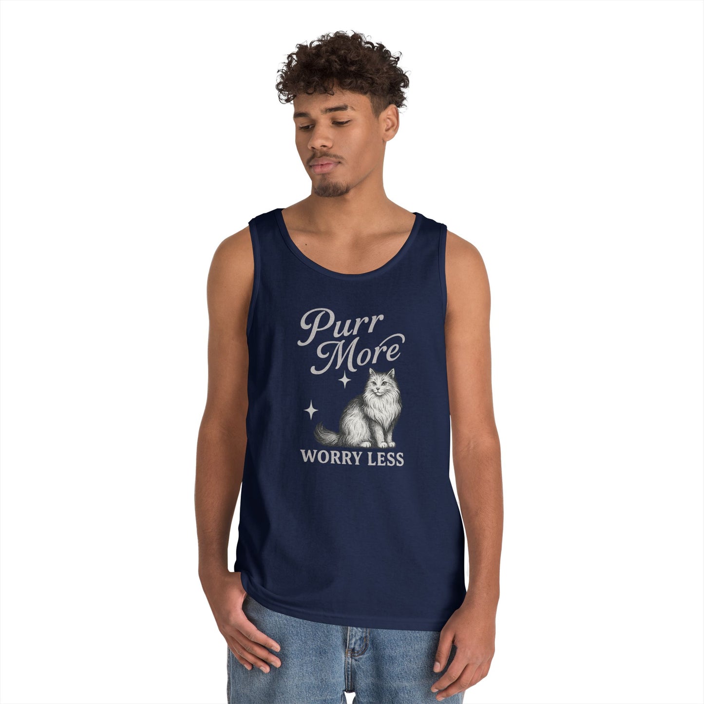 Purr More, Worry Less - Heavy Cotton Unisex Tank Top