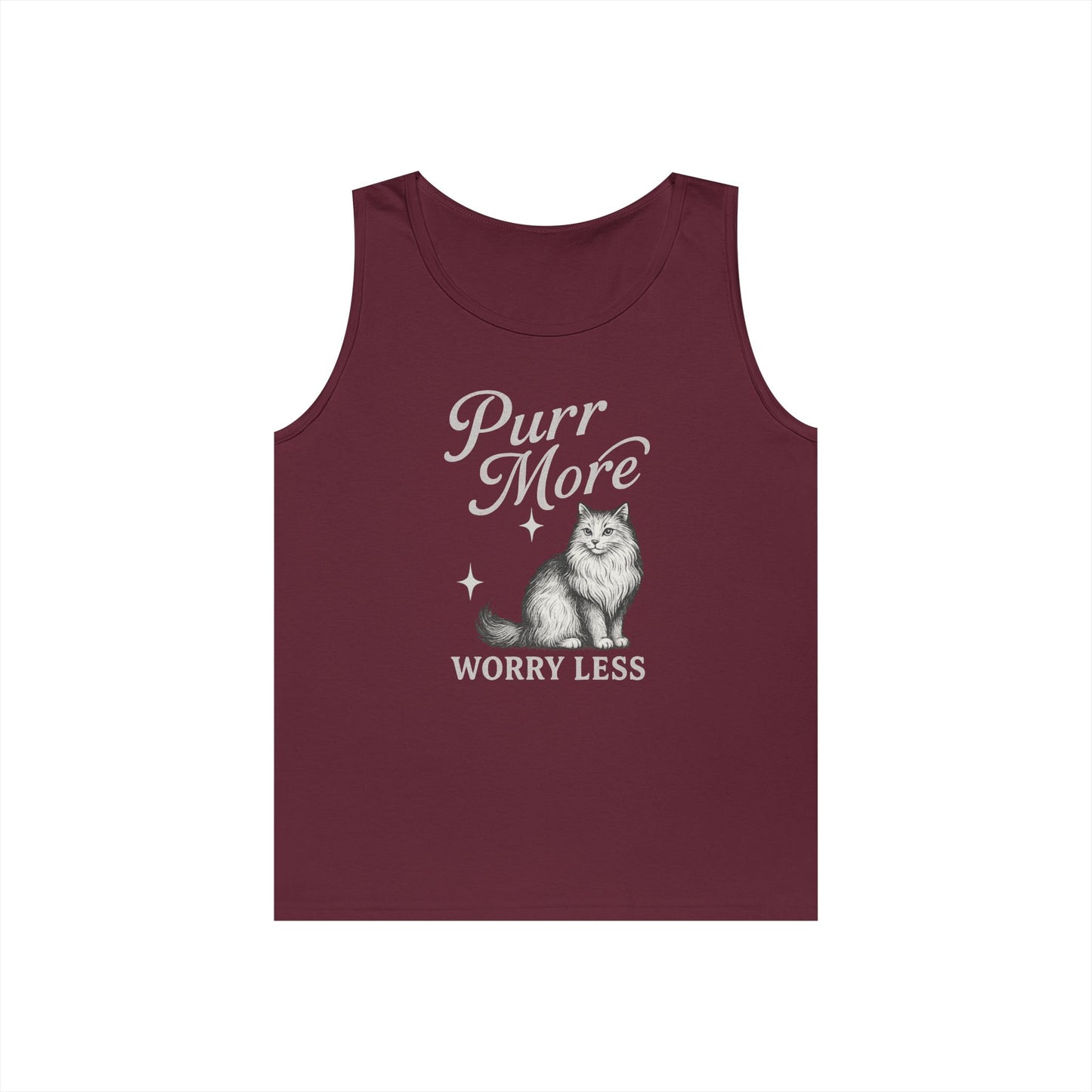 Purr More, Worry Less - Heavy Cotton Unisex Tank Top