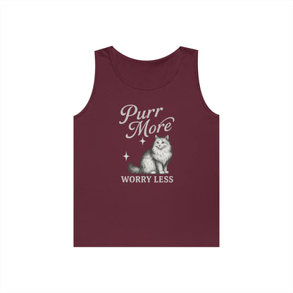 Purr More, Worry Less - Heavy Cotton Unisex Tank Top
