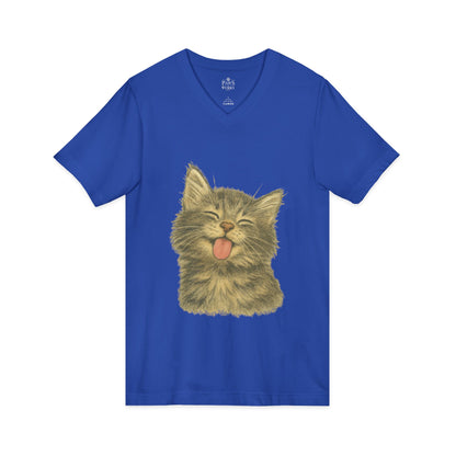 Kitty Lick - V-Neck Unisex T-Shirt