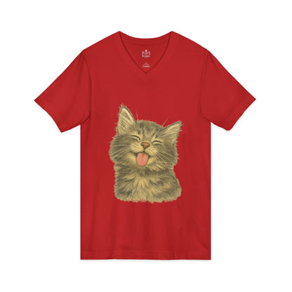 Kitty Lick - V-Neck Unisex T-Shirt