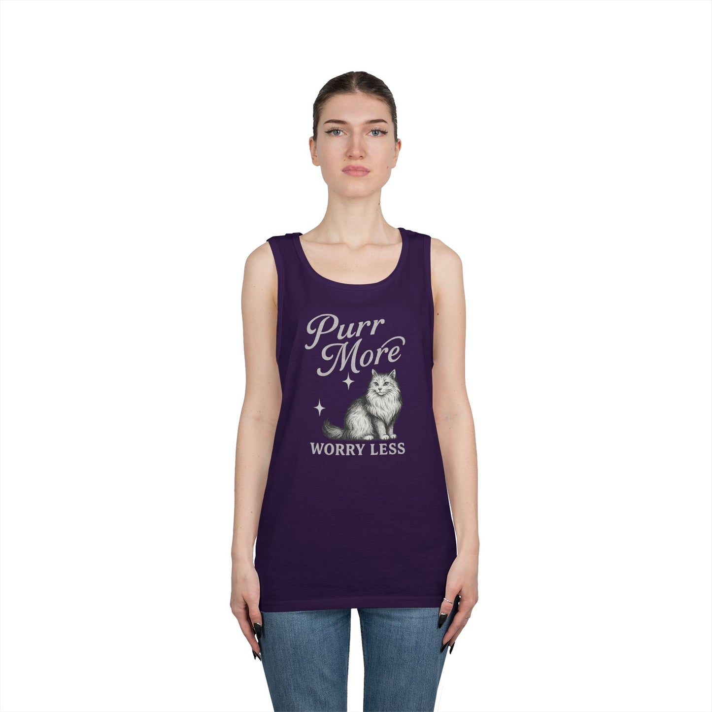 Purr More, Worry Less - Heavy Cotton Unisex Tank Top