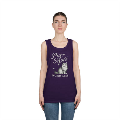 Purr More, Worry Less - Heavy Cotton Unisex Tank Top