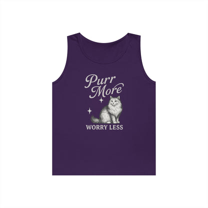 Purr More, Worry Less - Heavy Cotton Unisex Tank Top
