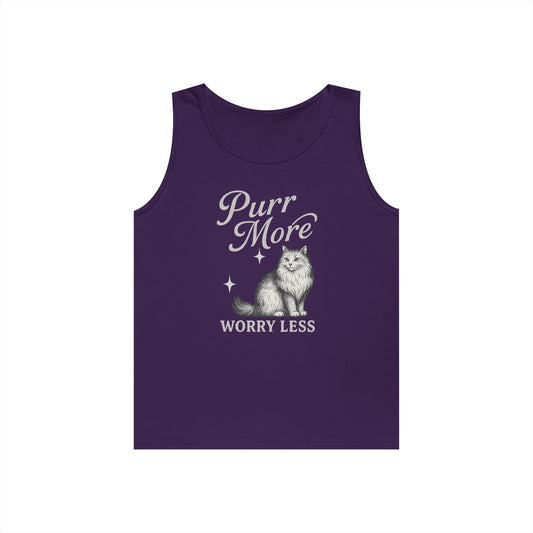 Purr More, Worry Less - Heavy Cotton Unisex Tank Top