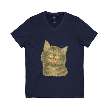 Kitty Lick - V-Neck Unisex T-Shirt