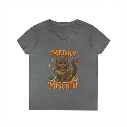 Merry Mischief Cat - Women's V-Neck T-Shirt